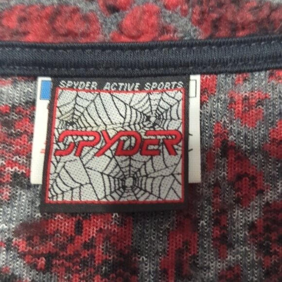 Vintage Spyder Men's Vest Fleece Red Black Web Full Zip Pockets Made USA Size XL - Picture 10 of 13